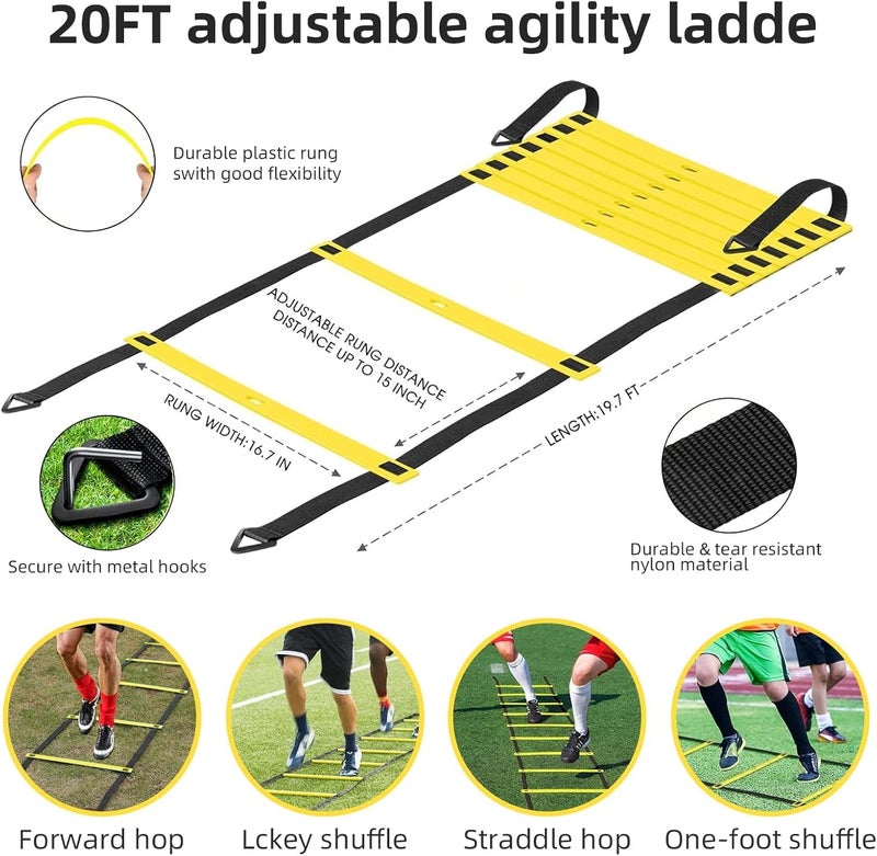 FITFIZZ هدف كرة القدم، أهداف كرة القدم للفناء الخلفي، شبكة كرة قدم قابلة للطي بحجم 6x4 قدم، معدات تدريب كرة القدم مع كرة قدم، سلم وأقماع - Image 5